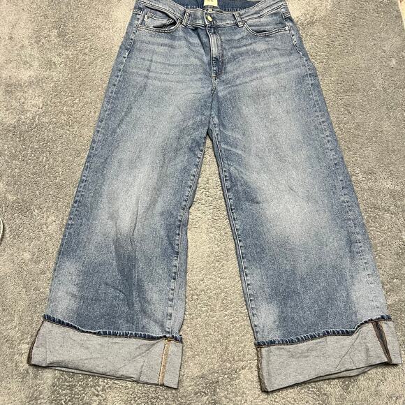Anthropologie DL1961 Jeans Womens 33 Hepburn Wide Leg Low Rise Jeans Ravello - Picture 1 of 12